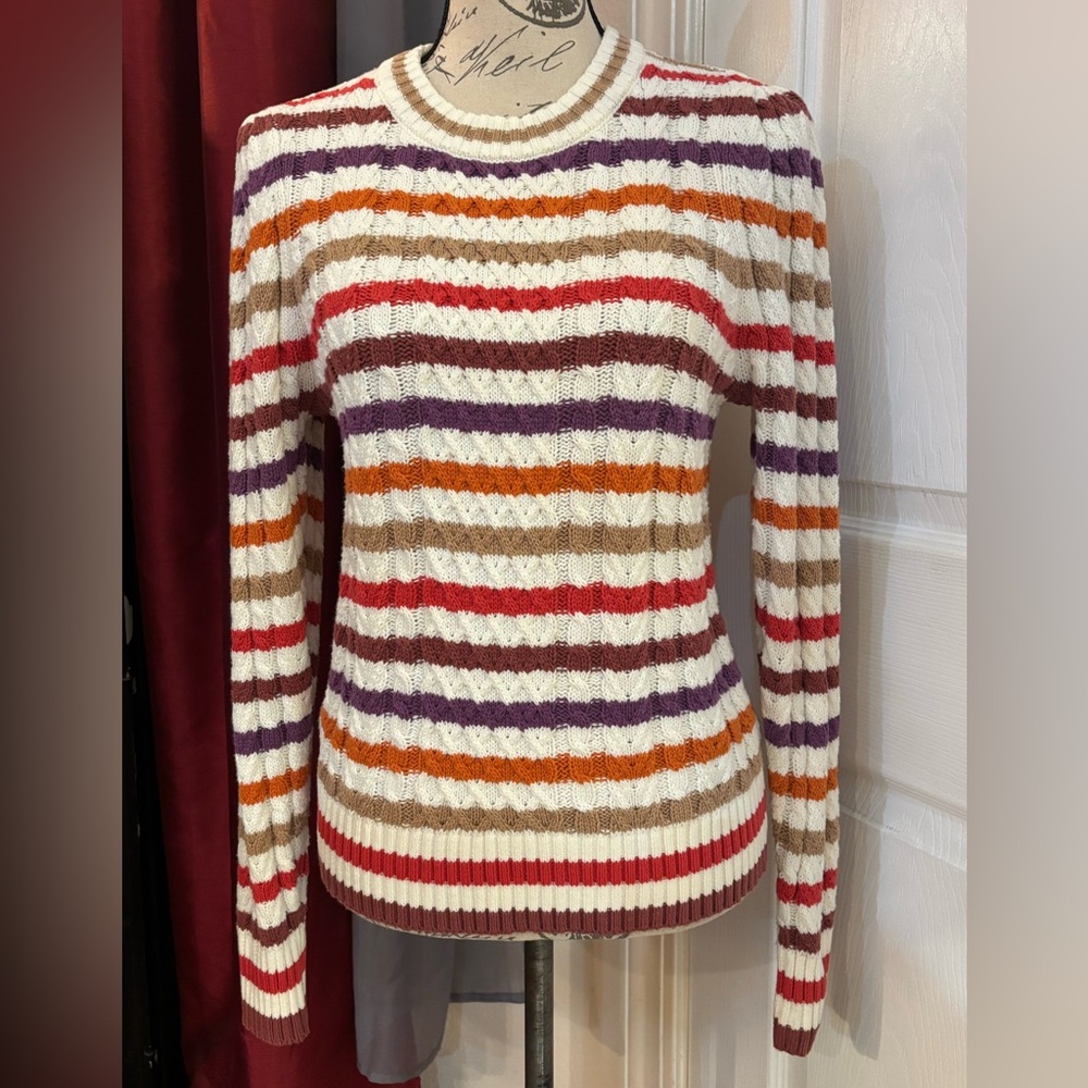St.John’s Bay Rainbow Striped cable Knit Crew Neck Sweater